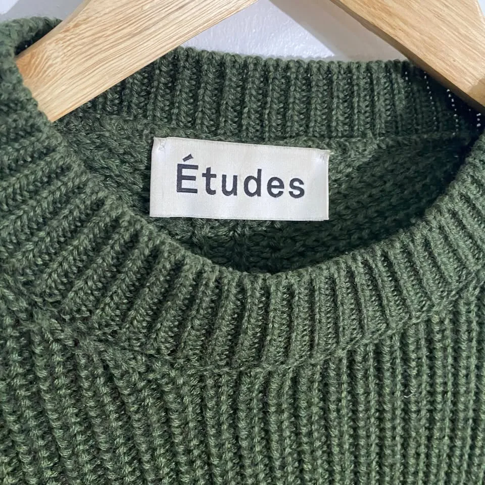 Etudes Studio Wool Blend Ribbed Knit Sweater- green image indicator(2)