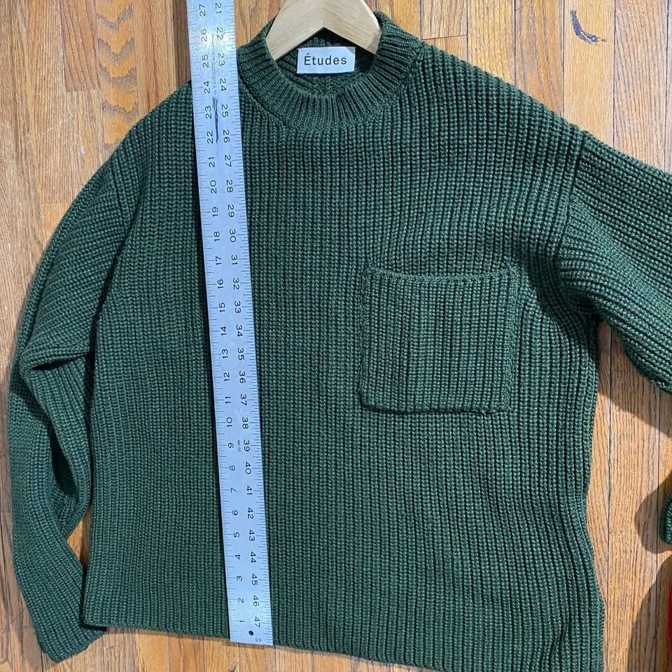 Etudes Studio Wool Blend Ribbed Knit Sweater- green image indicator(5)