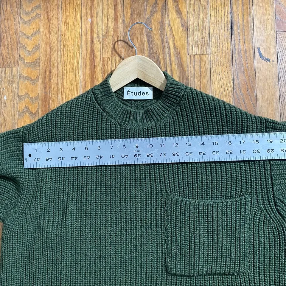Etudes Studio Wool Blend Ribbed Knit Sweater- green image indicator(6)