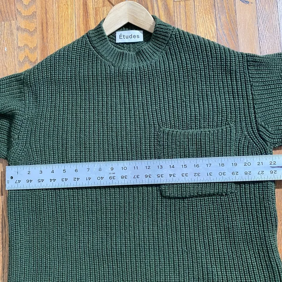 Etudes Studio Wool Blend Ribbed Knit Sweater- green image indicator(7)