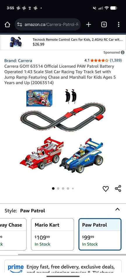 Carrera GO!!! PAW Patrol Battery Operated Car Racing Toy