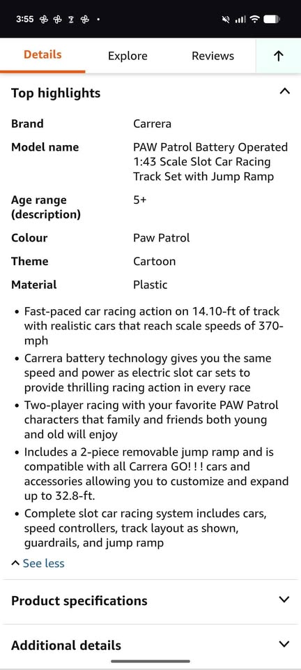 Carrera GO!!! PAW Patrol Battery Operated Car Racing Toy - photo 2