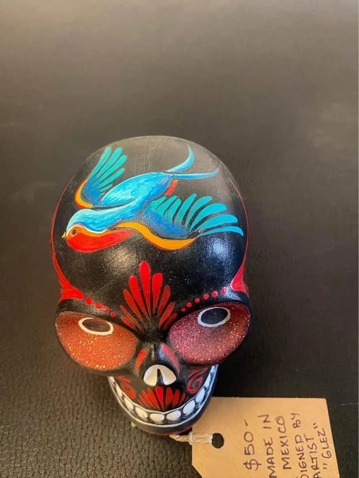 Signed Ceramic Day of the Dead Skull image indicator(4)