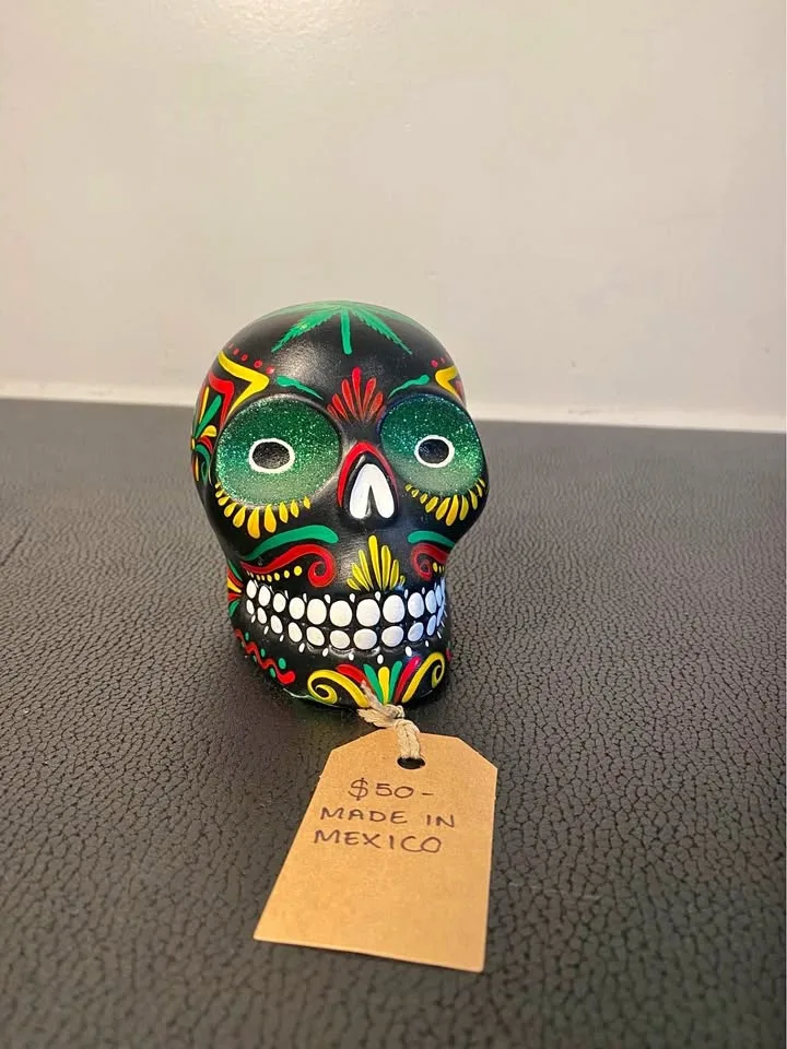 Signed Ceramic Day of the Dead Skull