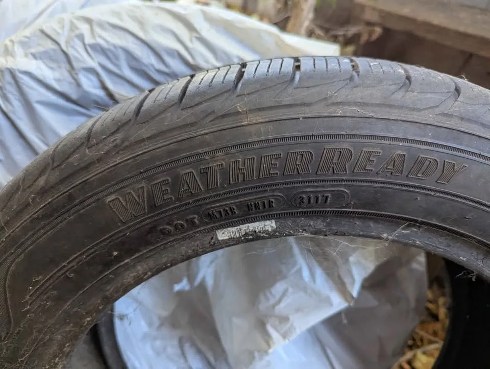 Tires Goodyear weather ready all season. Tires used one summer 2 image indicator(2)