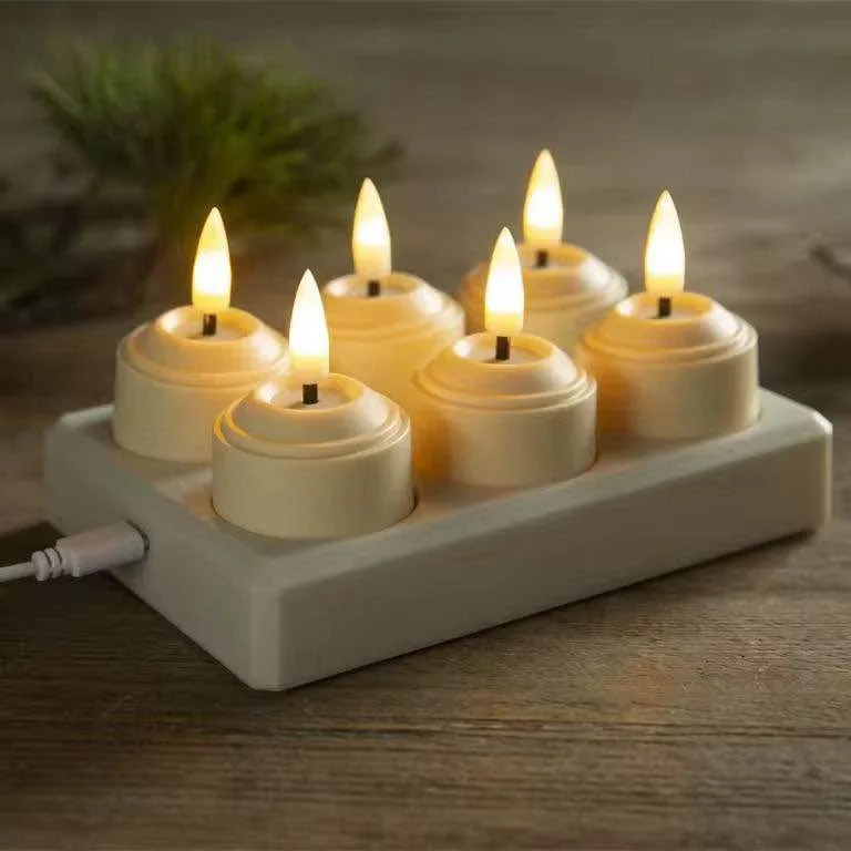 6 pack rechargeable flameless tea lights - Available for sale image indicator(6)