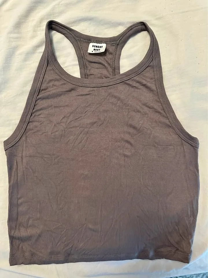 Aritzia Sunday Best Cropped Ribbed Tank Top