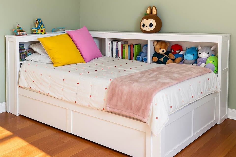 🛏️ Cama Twin con repisa – ¡Como nueva! Twin Bed with Matching Sh