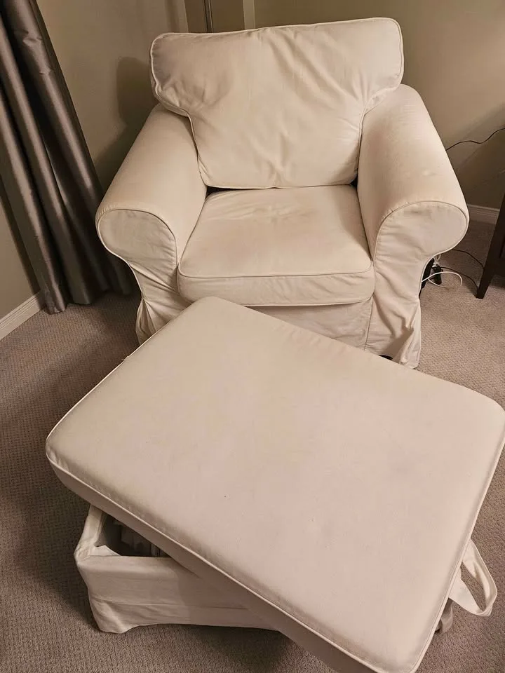 White Armchair with Ottoman-washable covers image indicator(2)
