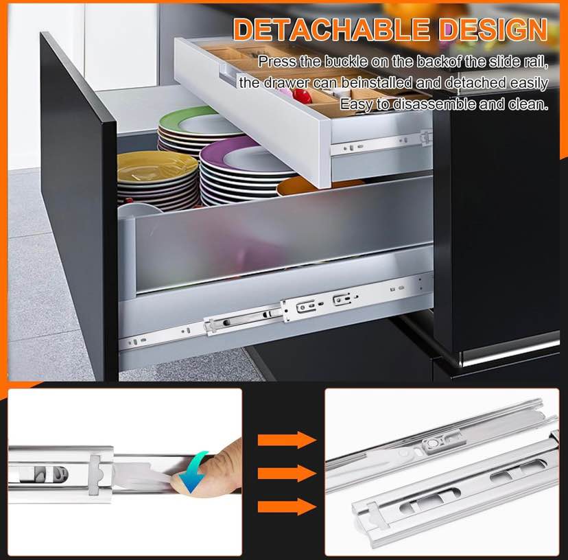 12 inch Drawer Slides 6 Pairs Soft Self Close - photo 5