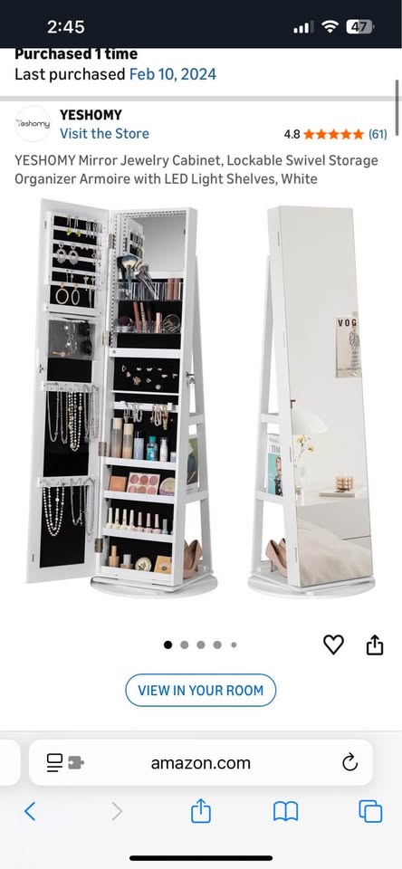 Standing Mirror with Jewelry organizer storage - photo 3
