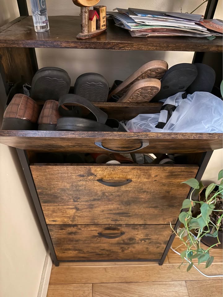 Wooden Shoe Rack / Storage Cabinet – Sturdy, Rustic, Multi-Tier - photo 2