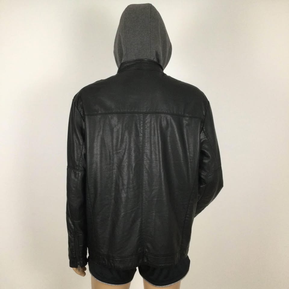 Men’s PERRY ELLIS Faux Leather Jacket with attached Flannel Hood - photo 4