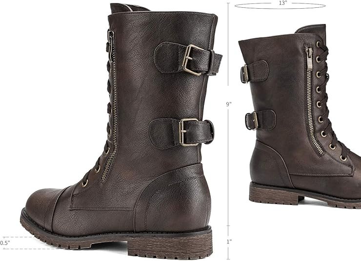 DREAM PAIRS Women's Terran Mid Calf Combat Boots Built-in Wallet - photo 3