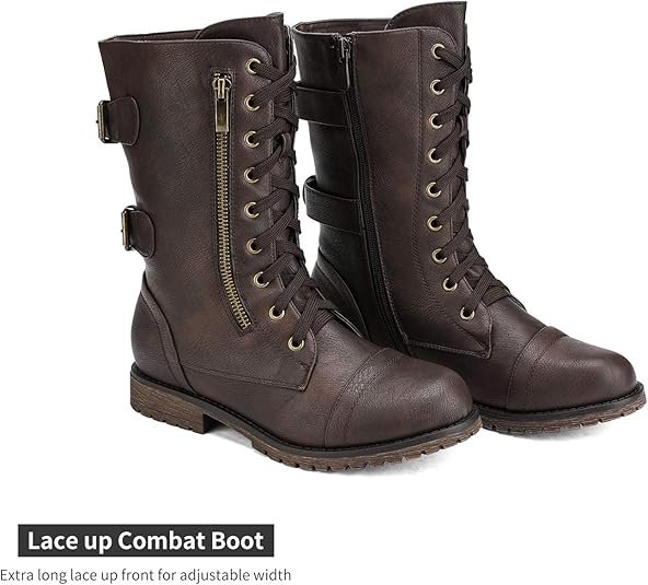 DREAM PAIRS Women's Terran Mid Calf Combat Boots Built-in Wallet - photo 4