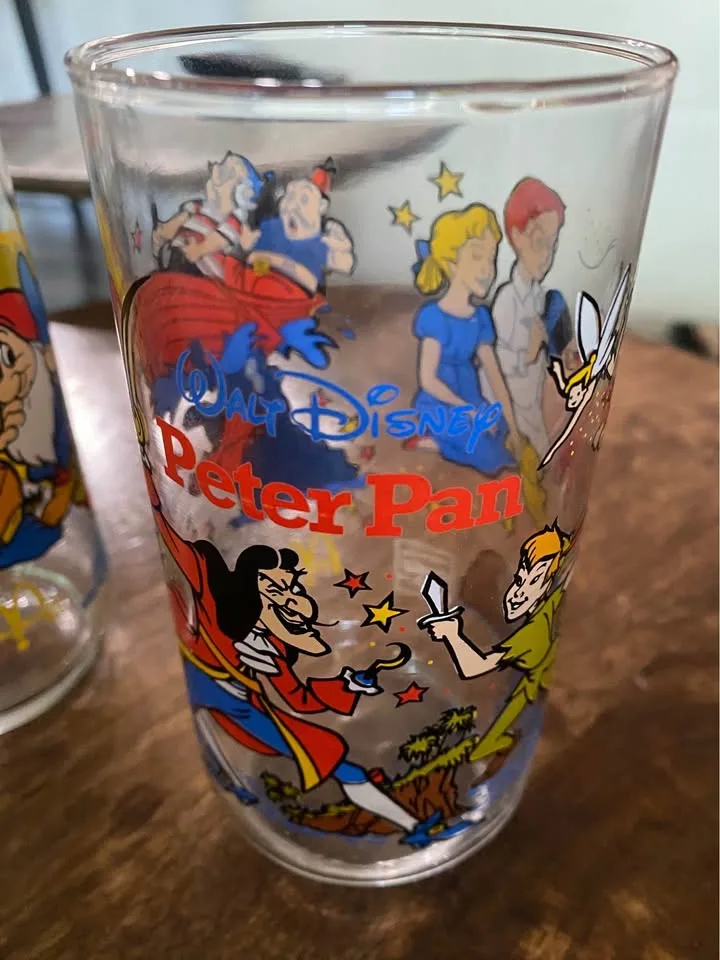 Walt Disney - Peter Pan and Snow White Glass Coke McDonalds Cana image indicator(8)