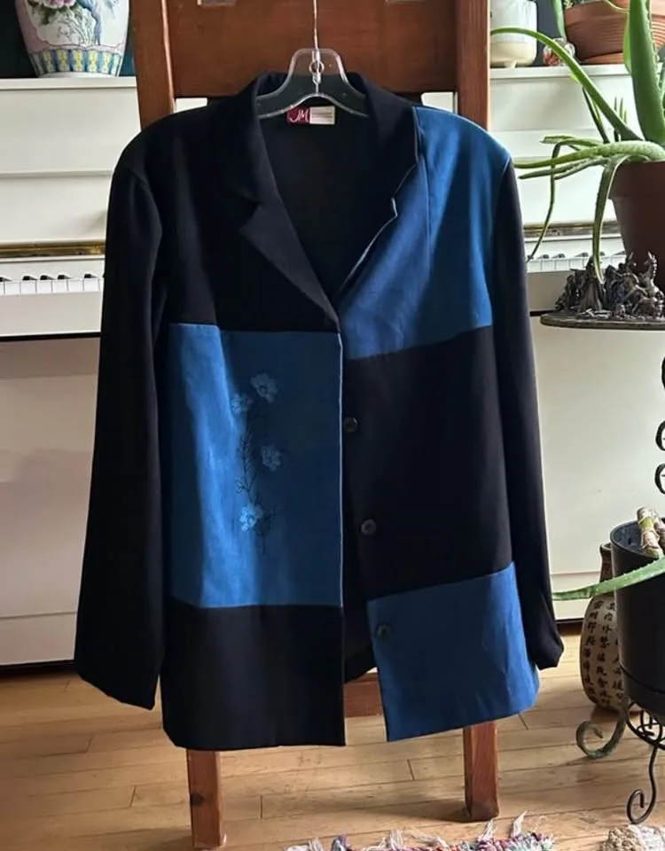 JM Collection Vintage Patchwork Floral Embroidered Blazer size L image indicator(2)