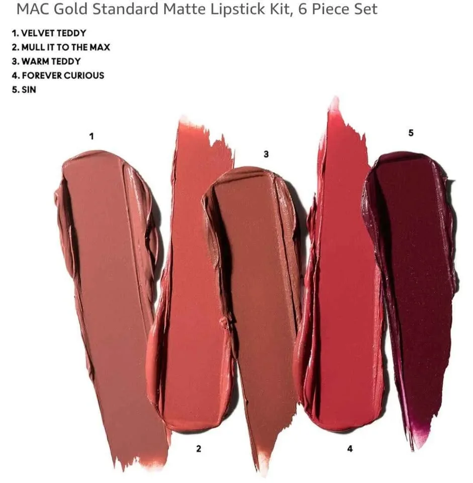 New MAC Lipstick Set w/gold clutch image indicator(7)