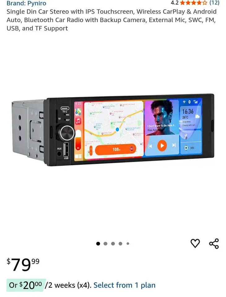 Pyniro Single DIN Carplay / Android Auto Car Stereo - new