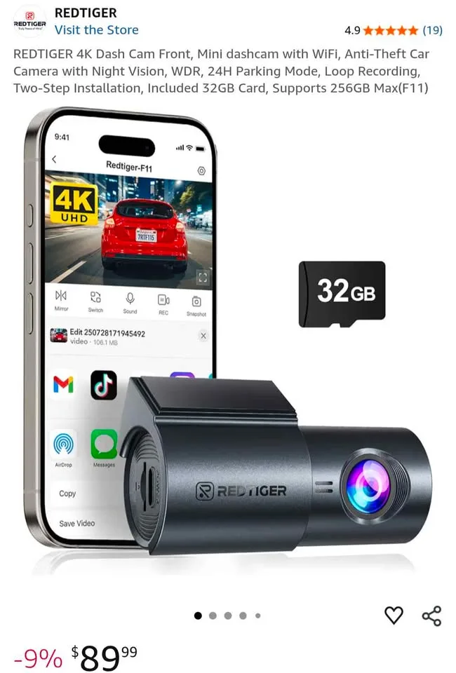 4K Wifi Redtiger f11 Dashcam - New image indicator(2)