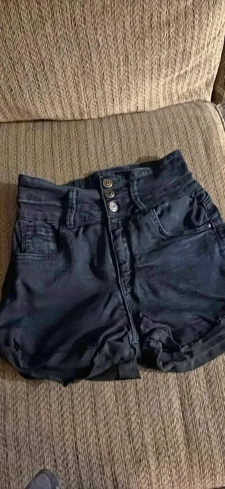 Black High Rise Jean Shorts thumbnail