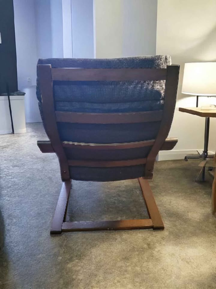 IKEA POÄNG Armchair (Dark Brown Frame) with Gray Cushion - photo 2