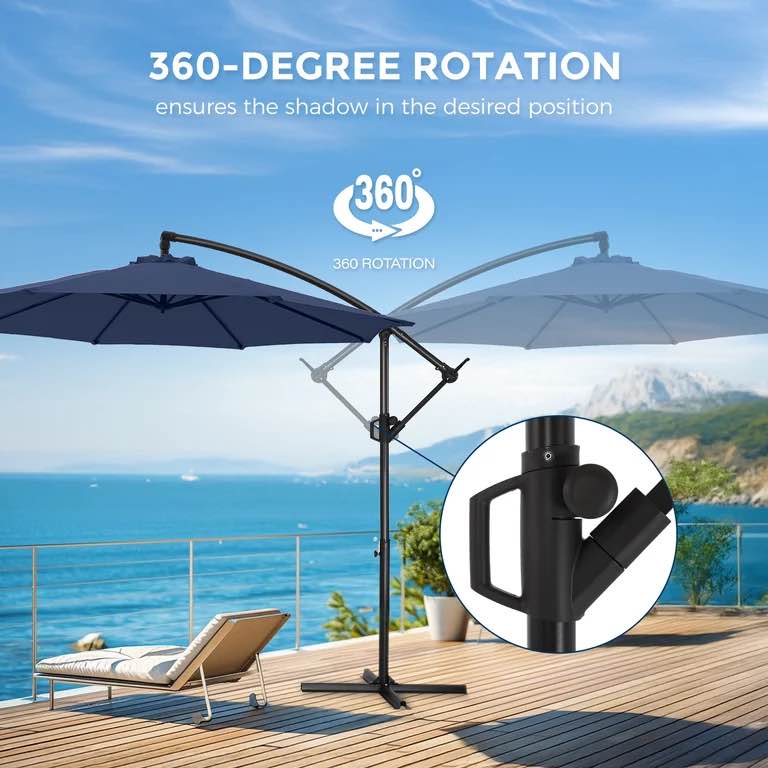 🌴 HOMSHADE 10FT Cantilever Patio Umbrella – Navy, Brand New - photo 2