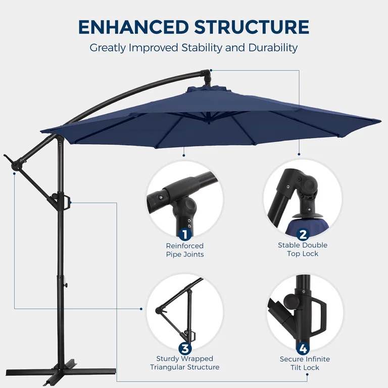 🌴 HOMSHADE 10FT Cantilever Patio Umbrella – Navy, Brand New - photo 3