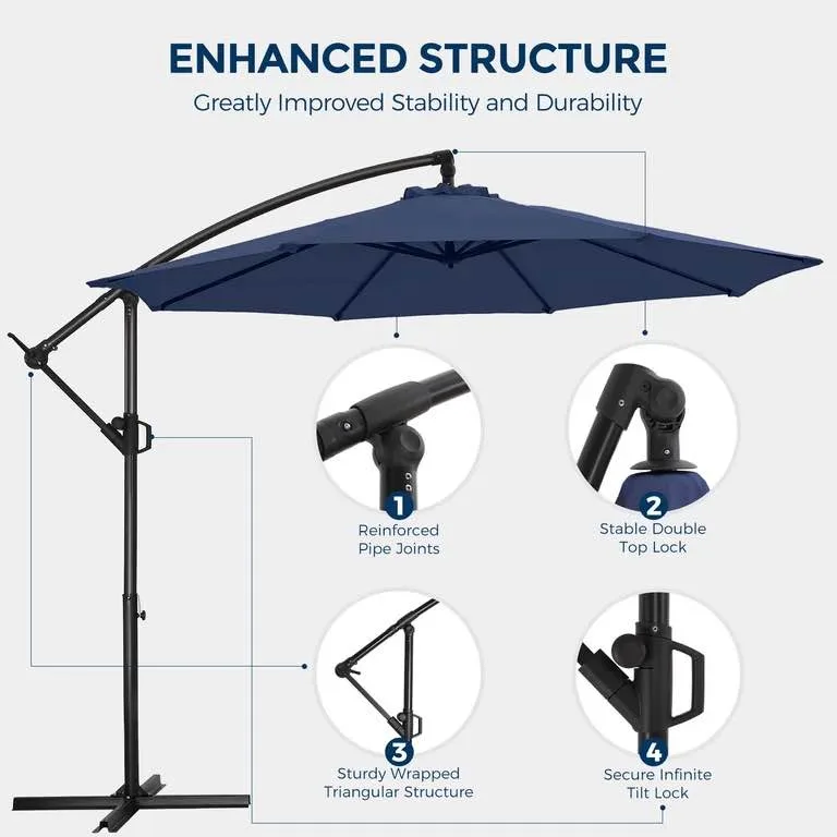 🌴 HOMSHADE 10FT Cantilever Patio Umbrella – Navy, Brand New image indicator(3)