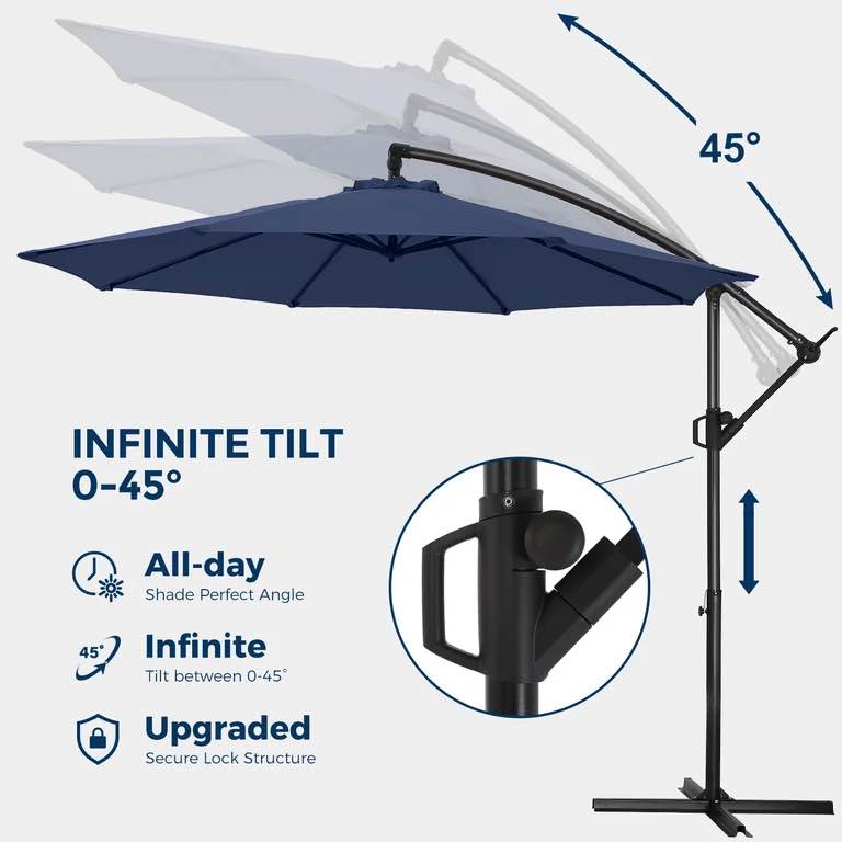 🌴 HOMSHADE 10FT Cantilever Patio Umbrella – Navy, Brand New - photo 4