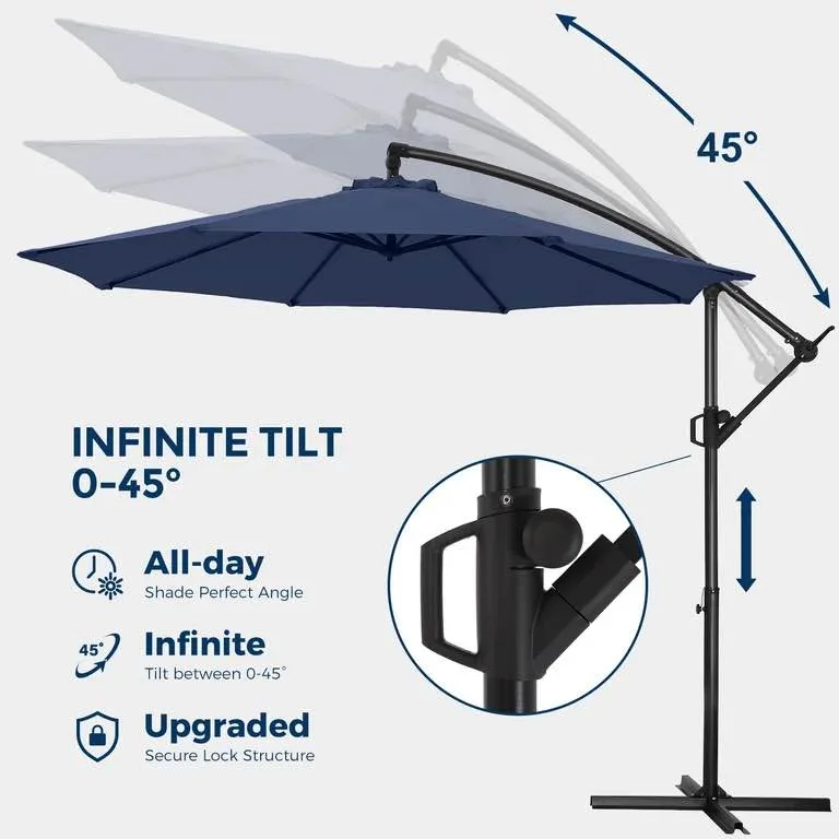 🌴 HOMSHADE 10FT Cantilever Patio Umbrella – Navy, Brand New image indicator(4)