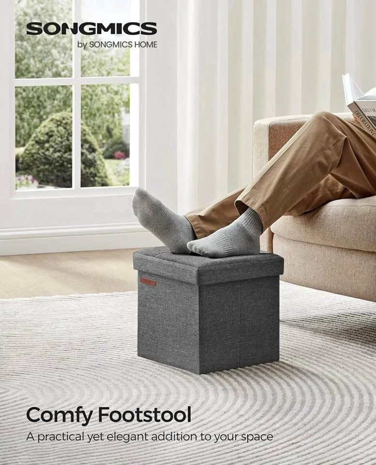 Brand New SONGMICS Folding Storage Ottoman – Dark Gray thumbnail