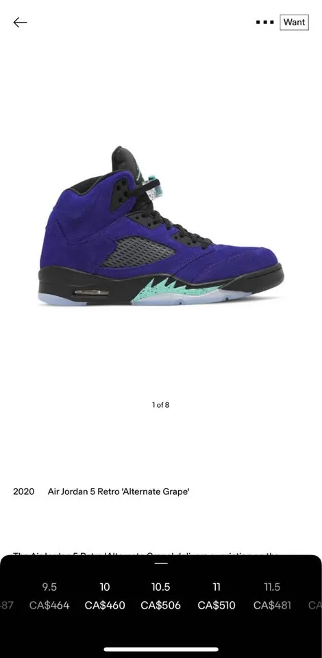 Air Jordan 5 / Jordan V Retro "Alternate Grape" US 10.5 image indicator(8)