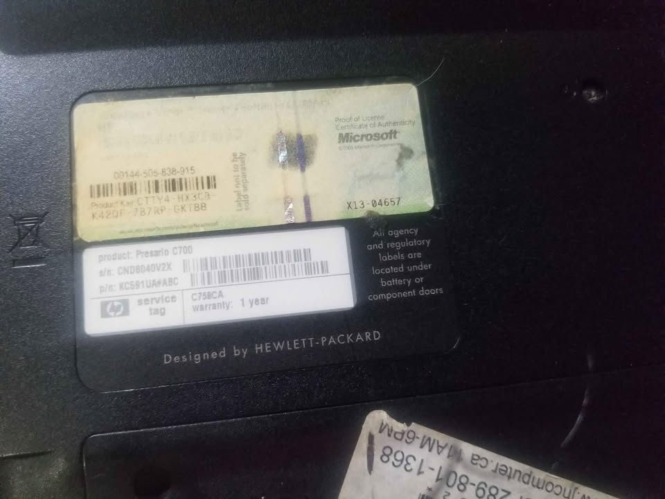 HP Compaq Presario C700 Serie Laptop - photo 4