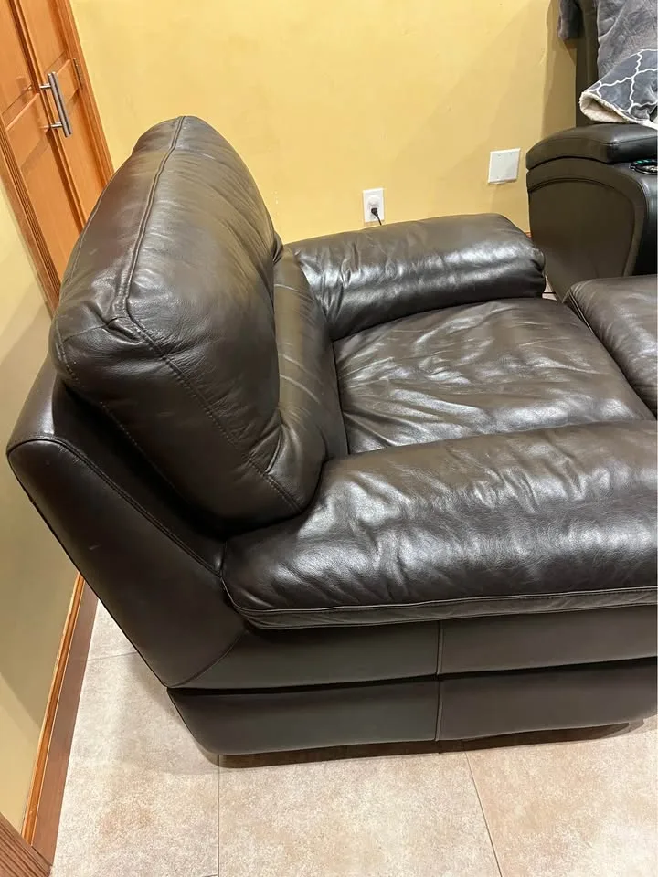 Dark brown soft comfortable chair with ottoman image indicator(2)