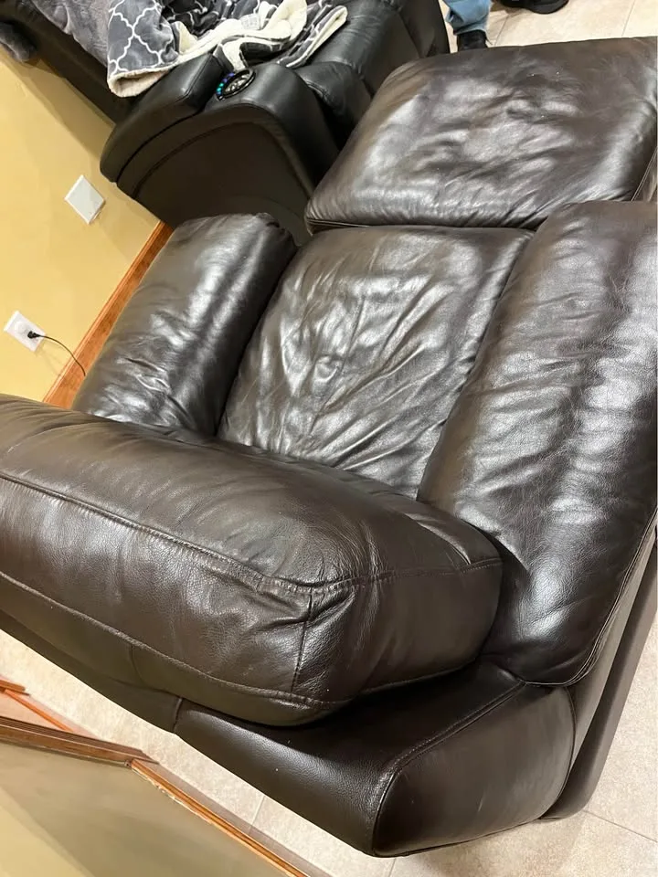 Dark brown soft comfortable chair with ottoman image indicator(3)