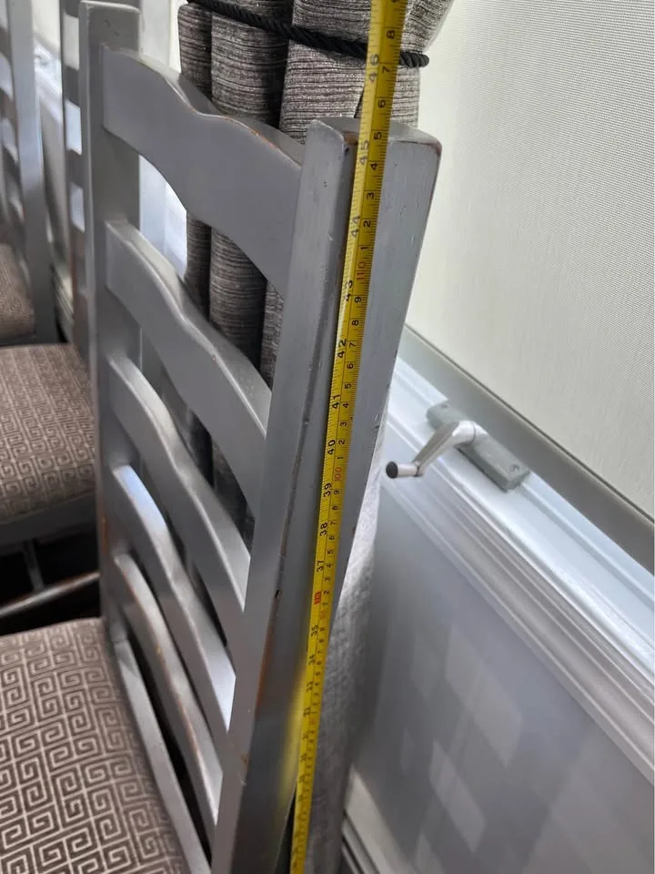 2 Heavy Wood silver grey distressed dining room chairs image indicator(4)