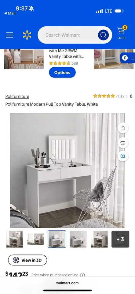 Desk with storage drawer and lift up vanity