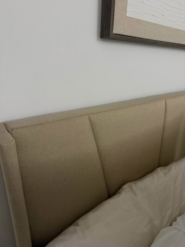 Beige Queen sized bed frame - photo 2