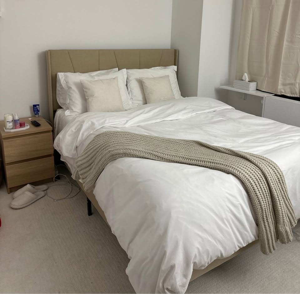 Beige Queen sized bed frame - photo 3