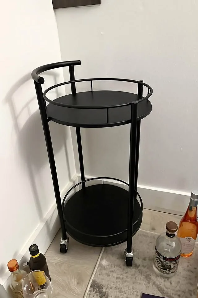 Black Two-Tier Bar Cart