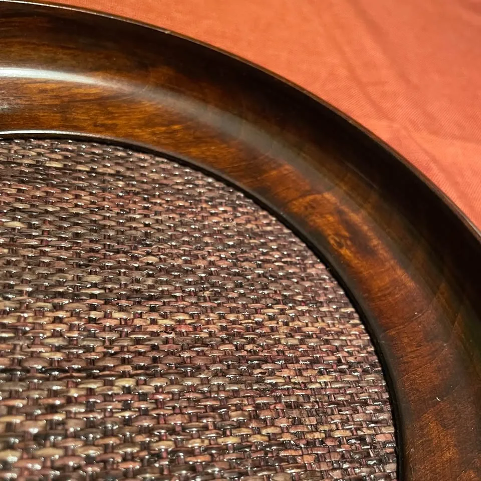 8” Vintage Round Wooden Decorative Bowl image indicator(2)