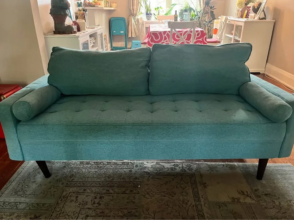 Turquoise Two-Seater Sofa Couch  (DELIVERY AVAILABLE) image indicator(2)