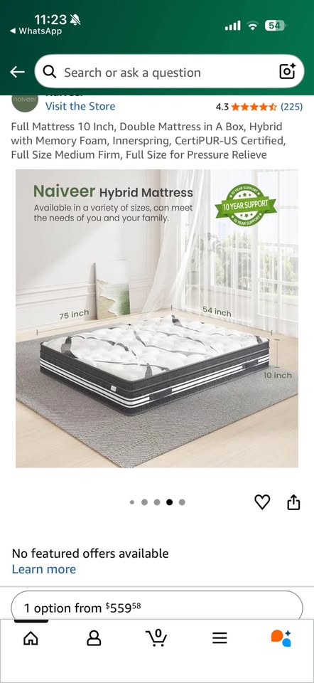 Full Mattress 10 Inch, Double Mattress in A Box, Hybrid with Mem - photo 2