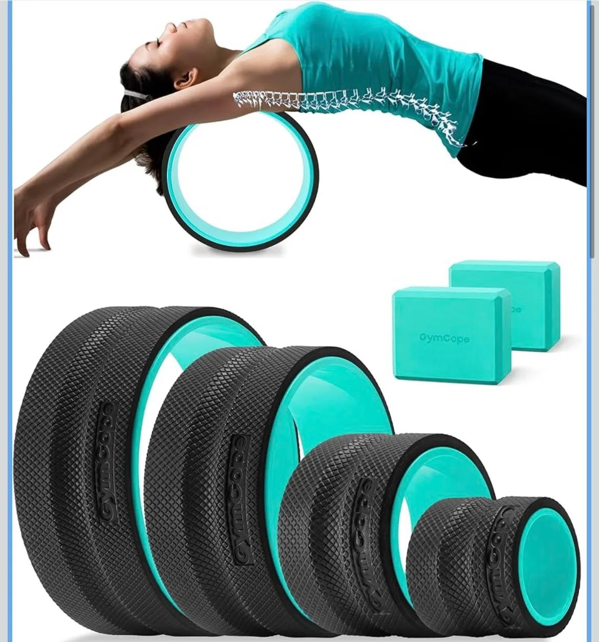 Back Roller Wheel Set of 4 with 2 Yoga Blocks thumbnail