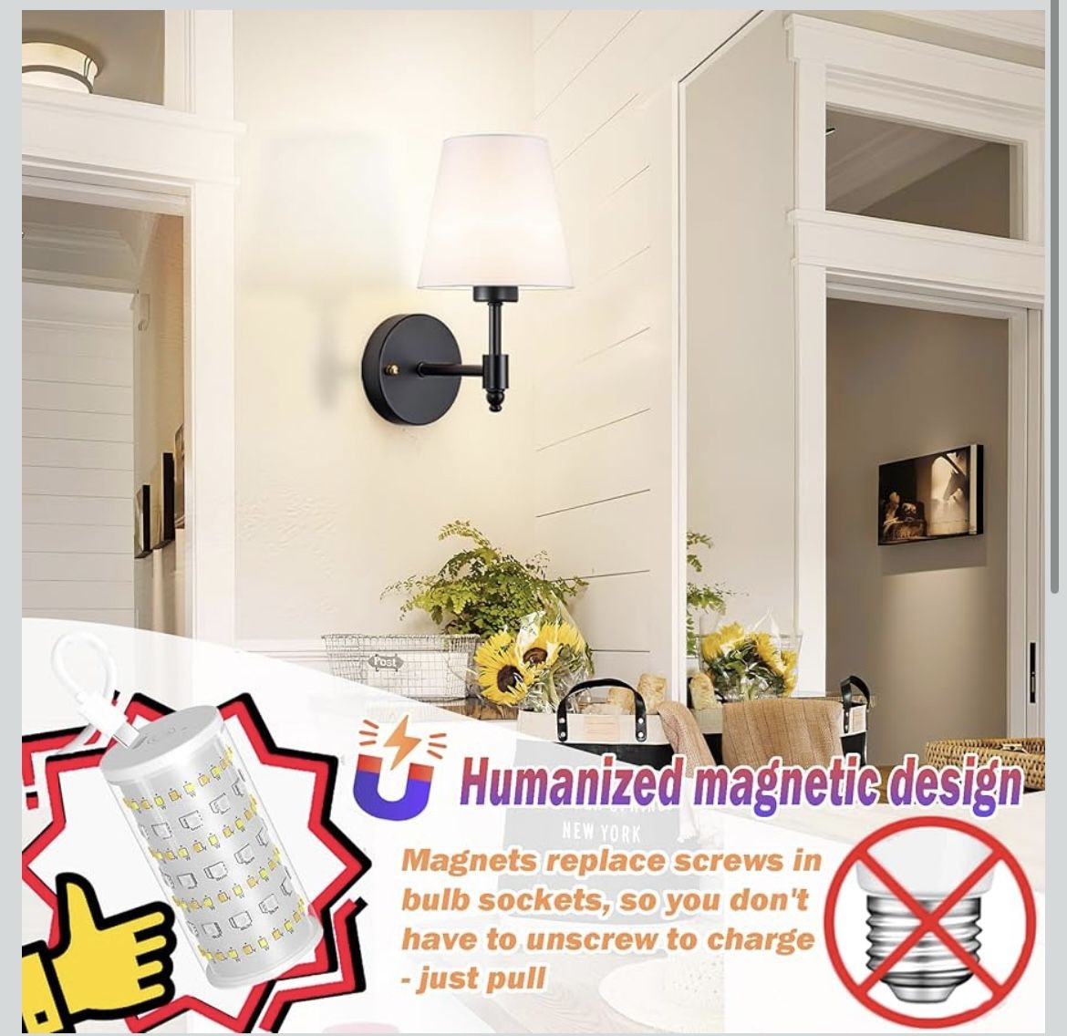 Battery Operated Wall Sconces Set Of Two - photo 2
