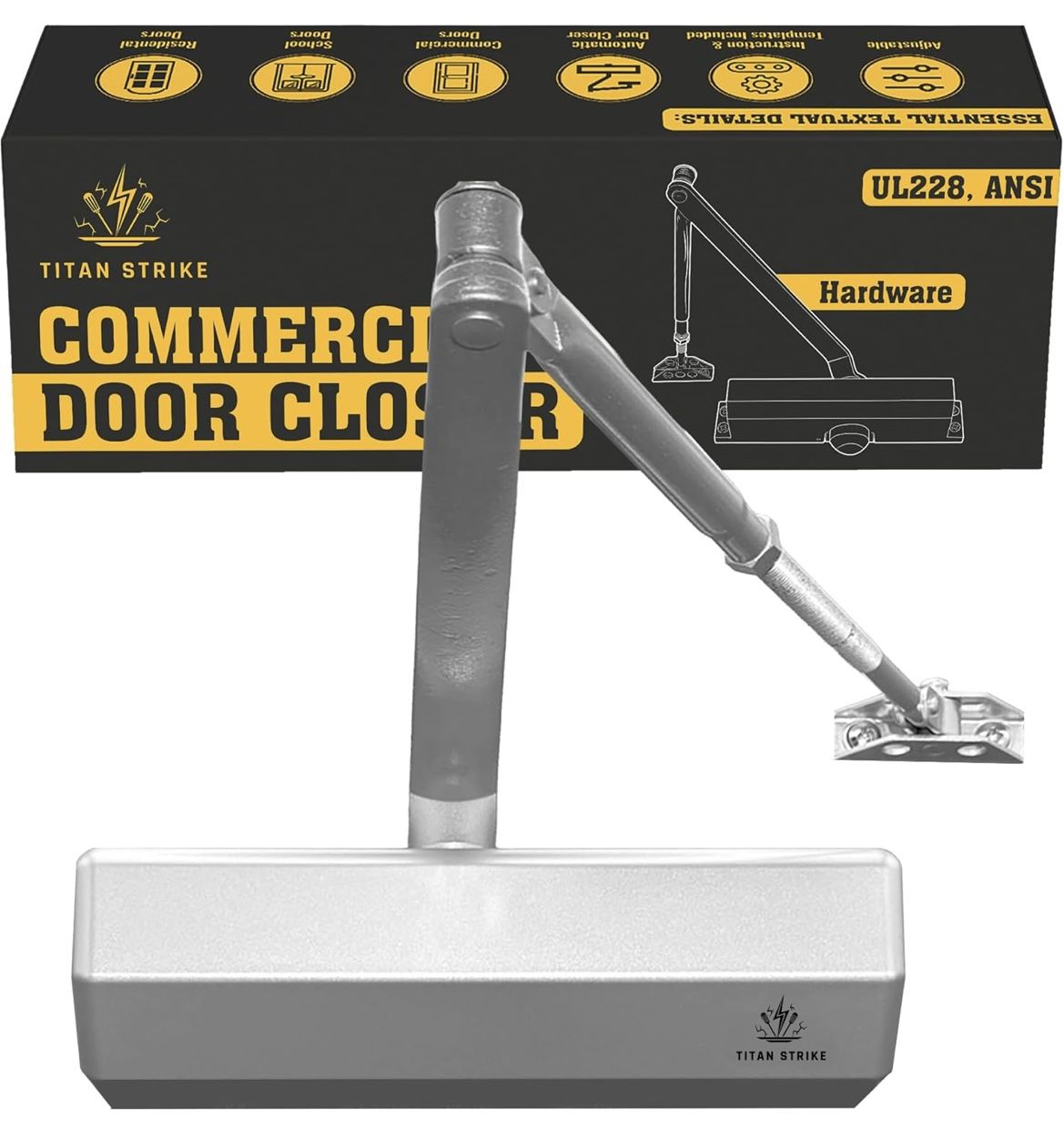 Heavy Duty Automatic Door Closer with Regular Arm