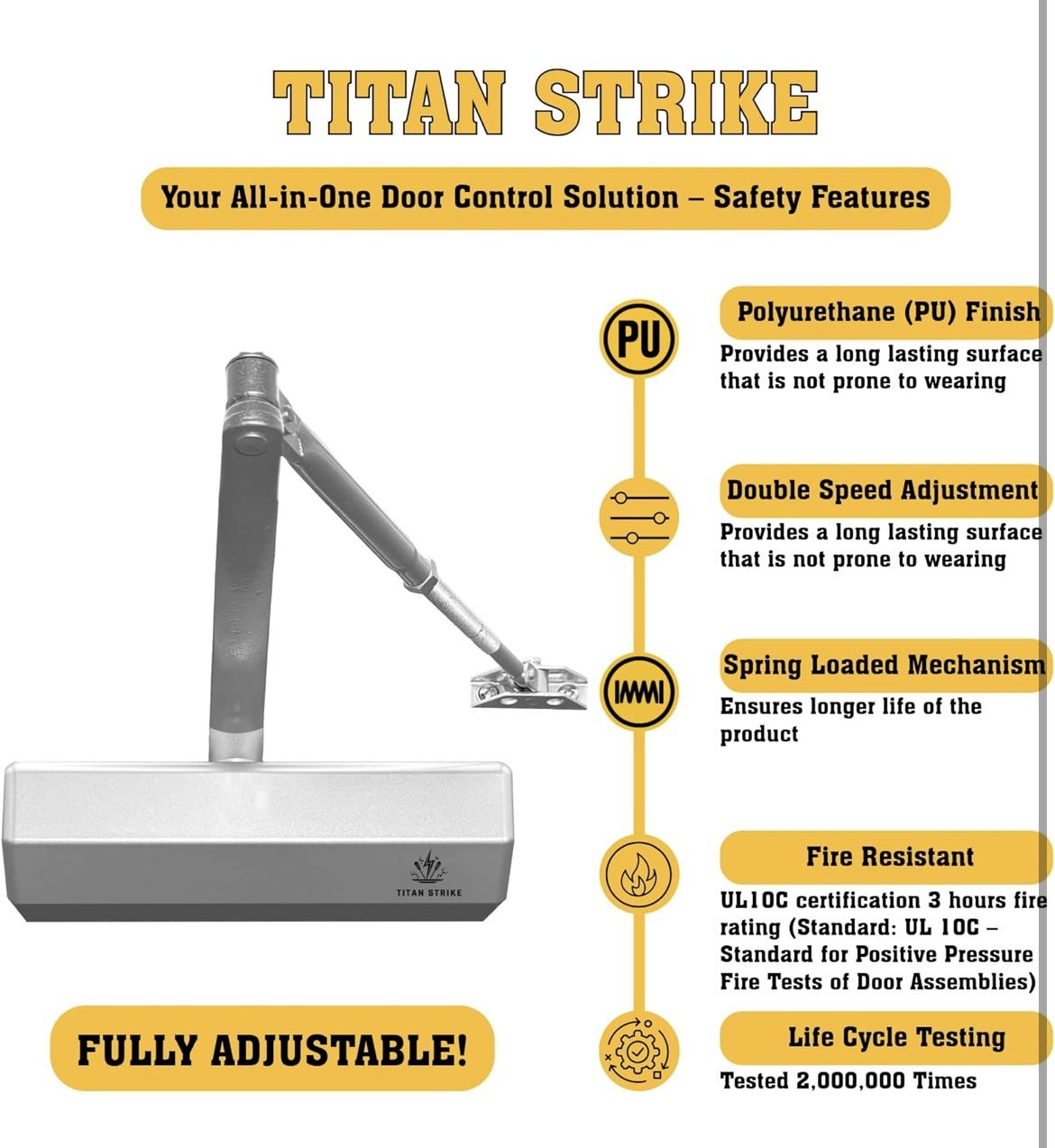 Heavy Duty Automatic Door Closer with Regular Arm - photo 3
