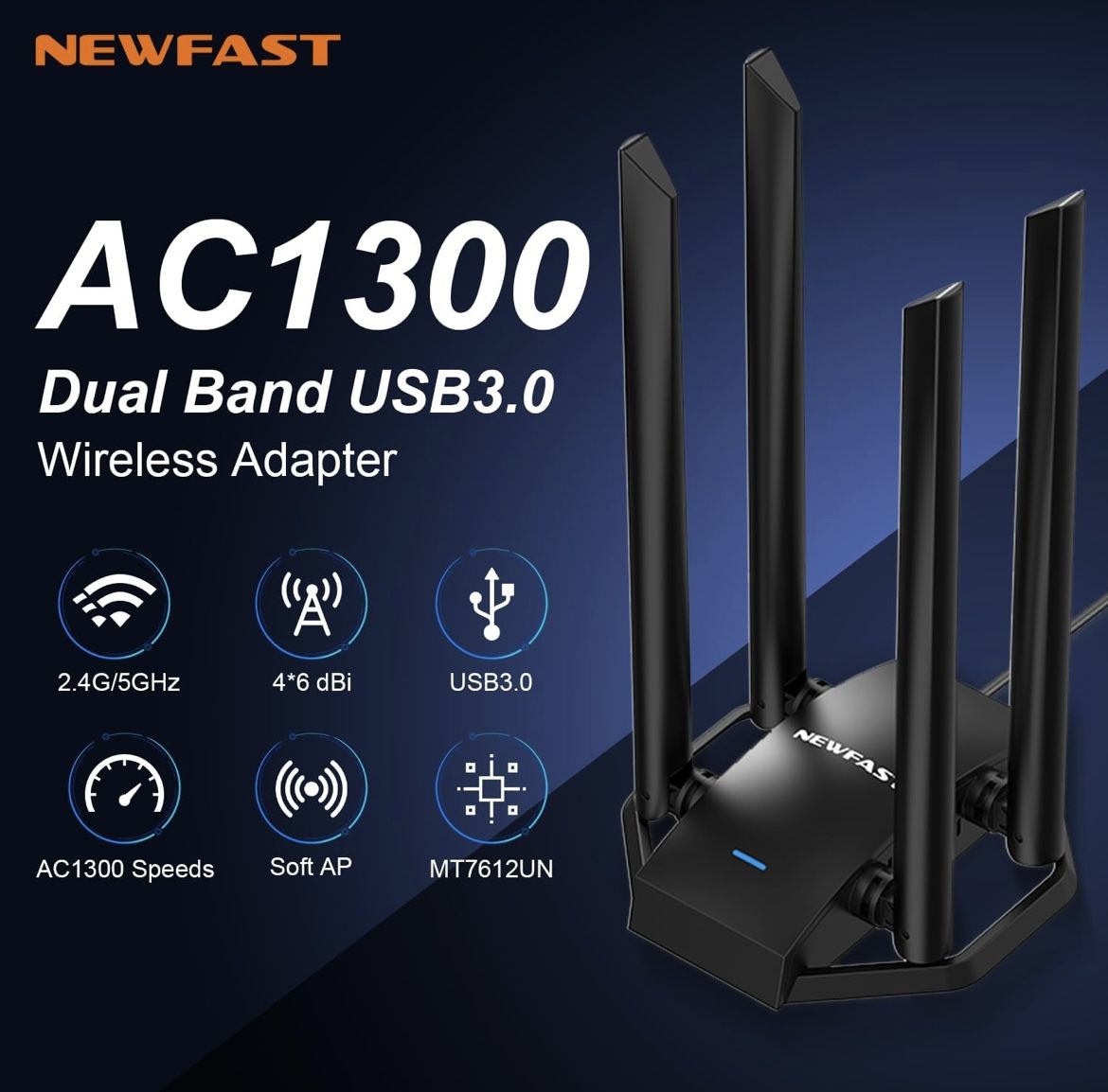 NEWFAST AC1300 USB WiFi Adapter - photo 4