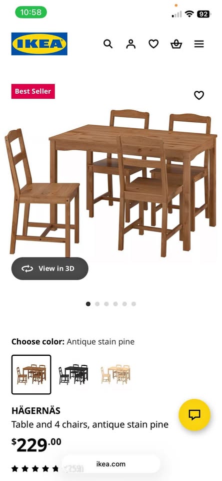 Dining table and chairs